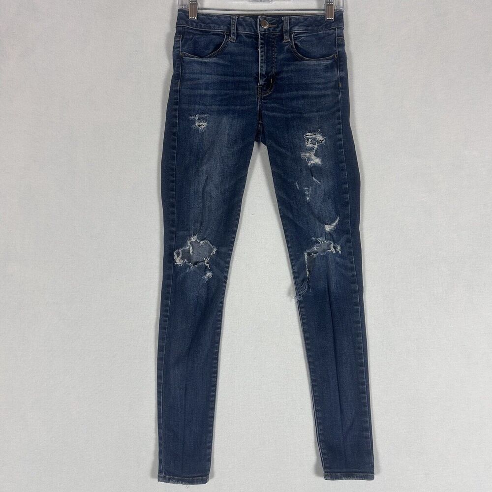 American Eagle Hi Rise Jegging Jeans Womens Size 2 Blue Super Stretch Denim AEO